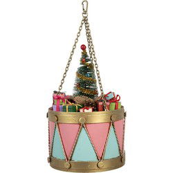 Clayre & Eef Decoratie Beeld Trommel Roze Blauw Metaal