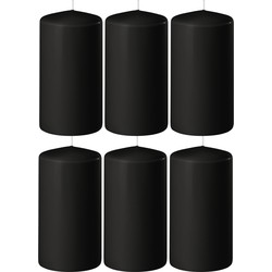 6x Kaarsen zwart 6 x 8 cm 27 branduren sfeerkaarsen - Stompkaarsen