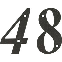 AMIG Huisnummer 48 - massief gesmeed staal - 10cm - incl. bijpassende schroeven - zwart - Huisnummers