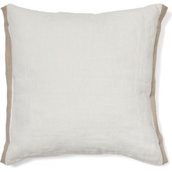 Kave Home - Witte kussenhoes Suerta van 100% linnen met beige accenten 45 x 45 cm