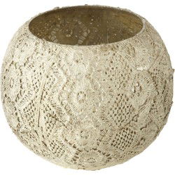 Deco by Boltze Kaarshouder - antiek look - zilver - 11 x 13 cm - Waxinelichtjeshouders