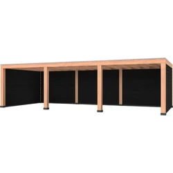 Douglas overkapping, 900 x 400, met zwarte achterwand en twee zijwanden, Westwood Modern