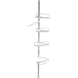 Decopatent® Telescopisch Doucherek 4 Lagen - Uitschuifbaar 90-273 Cm - Zonder boren - Badkamerrek - Bad Douche Hoekrek Opbergrek