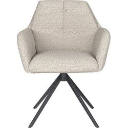 Eetkamerstoel Pete Off-White Metalen Swivel - Giga Meubel