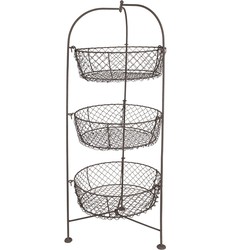 Clayre & Eef Mandenrek  Ø 28x80 cm Bruin Ijzer Rond Keuken Mandjes