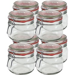 8x Glazen confituren pot/weckpot 500 ml met beugelsluiting en rubberen ring - Weckpotten