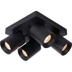 4 spots plafondlamp kokers LED zwart 4x5W dim to warm