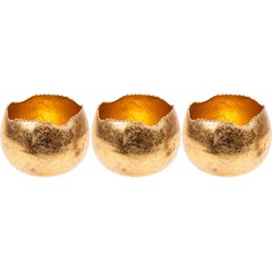 Set van 3x stuks theelichthouders/waxinelichthouders goud metaal 10 cm - Waxinelichtjeshouders