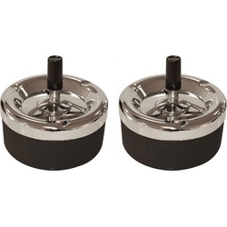 2x stuks ronde draaiasbak/drukasbak zwart/chroom 11 cm - Asbakken