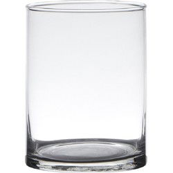 Hakbijl Glass Bloemenvaas - cilinder - glas - transparant - 12 x 20 cm - Vazen