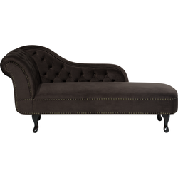 NIMES - Chaise longue - Donkerbruin - Linkerzijde - Fluweel