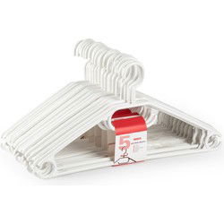 Plasticforte Kledinghangers - 25x - wit - kunststof - 40,5 cm - Kledinghangers