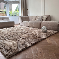 Hoogpolig vloerkleed Odelia bruin/taupe - Interieur05 Bruin,Taupe - Polyester