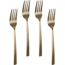 Excellent Houseware Taart/gebak vorkjes - 4x - goud - RVS - 15cm - Vorken