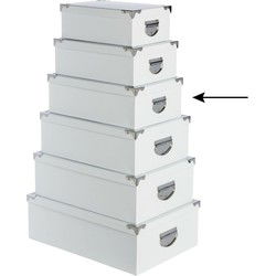 5Five Opbergdoos/box - wit - L36 x B24.5 x H12.5 cm - Karton - Opbergbox