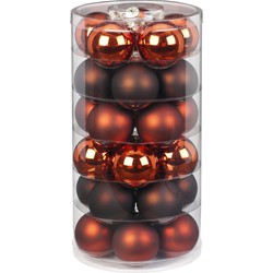 Christmas Goods Kerstballen set - 30x stuks - glas - kastanje bruin - 6 cm - glans/mat - versiering - Kerstbal