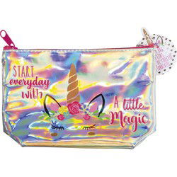 Unicorn Kinder Toilettasje Etui Make-up Tasje Holografisch met Unicorn Print 19.5x13cm