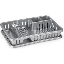 Plasticforte Afdruiprek met lekbak - 45 x 30 cm - grijs - Afwassen - Afdruiprekken