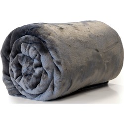 Unique Living Plaid/deken - fleece - donker grijs - polyester - 130 x 180 cm - Plaids