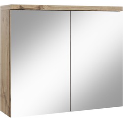 Badplaats Spiegelkast Toledo 80 x 20 x 60 cm - Kastanje Eiken - Badkamerkast Badkamer