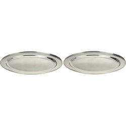 2x RVS serveer/barbecueschaal 40 cm - Serveerschalen