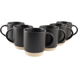 OTIX Koffiekopjes - Theemokken - Koffietassen - Set van 6 - Zwart - 310 ml - Aardewerk