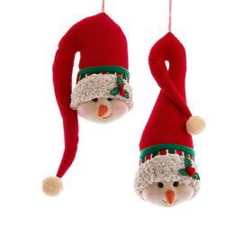 10 inch Fabric Snowman Head Orn 2/Asstd Polyester 26,162x10,16x10,16 cm kerstornament