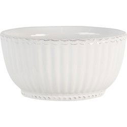 Clayre & Eef Soepkom  Ø 14 cm Wit Dolomiet Rond Serveerkom