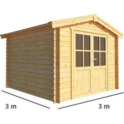Tuinhuisje Blokhut Fenna 300 cm bij 300 cm diep Zadeldak