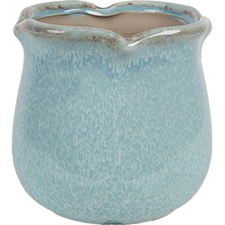 Clayre & Eef Bloempot Binnen  Ø 12x12 cm Blauw Keramiek Plantenpot