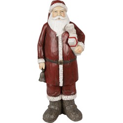 Clayre & Eef Beeld Kerstman 18x14x46 cm Rood Polyresin Kerstdecoratie