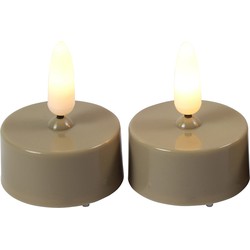 Countryfield LED kaarsjes theelichtjes - 2x stuks - beige - warm wit - LED kaarsen