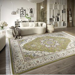 Villeroy & Boch - Klassiek Laagpolig vloerkleed - Etienne - Groen / Crème - 190 X 285 CM