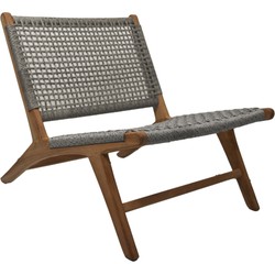 HSM Collection-Tuin Loungestoel Rio-66x80x65-Naturel/Grijs-Teak/Bananenblad