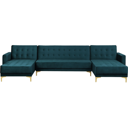 Beliani ABERDEEN - Modulaire Sofa-Groen-Fluweel