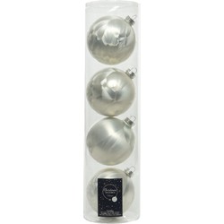 4x stuks glazen kerstballen wit ijslak 10 cm mat/glans - Kerstbal