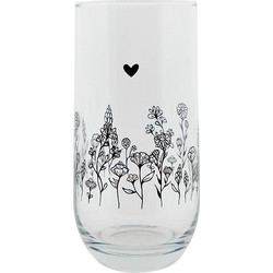 Clayre & Eef Waterglas  280 ml Glas Bloemen Drinkbeker