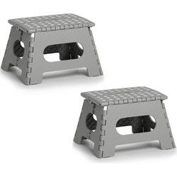 Zeller opvouwbaar opstapje/opstapkrukje - 2x - grijs - 35 x 22 cm - Huishoudkrukjes