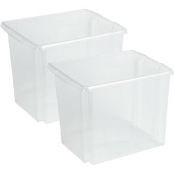 Sunware Opslagbox - 2 stuks - kunststof 45 liter transparant 45 x 36 x 36 cm - Opbergbox