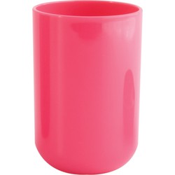 MSV Badkamer drinkbeker Porto - PS kunststof - fuchsia roze - 7 x 10 cm - Tandenborstelhouders