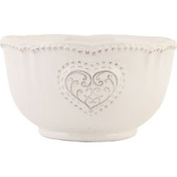 Clayre & Eef Soepkom  Ø 12 cm Beige Keramiek Rond Hart Serveerkom