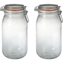 Le Parfait Voorraad/weckpot - 5x stuks - glas - transparant - 25,2 x 8,5 cm - 2 L - Weckpotten