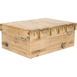 5Five Opbergdoos/box - houtkleur - L25 x B17 x H9.5 cm - Stevig karton - Woodybox - Opbergbox