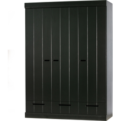 WOOOD Connect Kledingkast 3-Deurs met Lade - Grenen -Zwart- 195x140x53