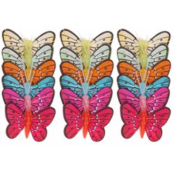Decoratie vlinders 24x stuks op instekers - Tuinbeelden