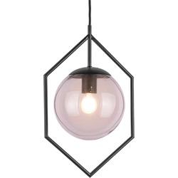 Hanglamp Diamond Framed - Roze Glas - 25x20x42cm