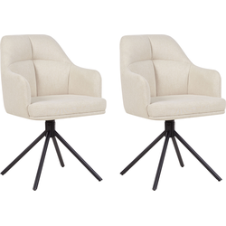 Beliani MIRA - Eetkamerstoel-Beige-Polyester
