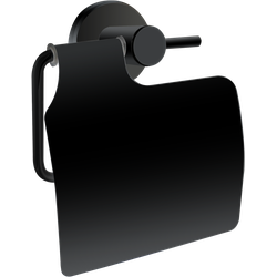 4bathroomz® Oslo toiletrolhouder met klep - WC rolhouder - Zwart