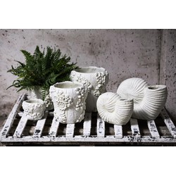 PTMD Bloempot Coreal - 21x21x21 cm - Cement - Wit