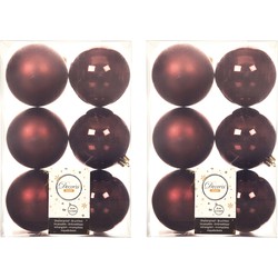 12x stuks kunststof kerstballen mahonie bruin 8 cm glans/mat - Kerstbal